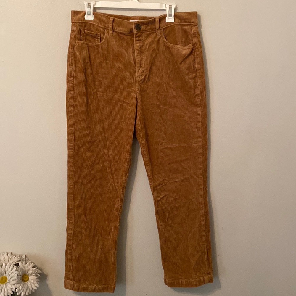 Loft Tan Corduroy High Rise Straight Leg Pants [Size: 10/30]